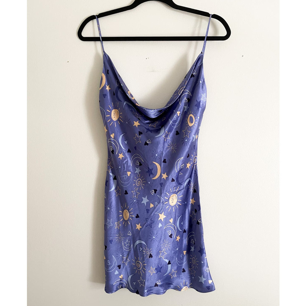 Zara Blue and Gold Celestial Mini Dress
